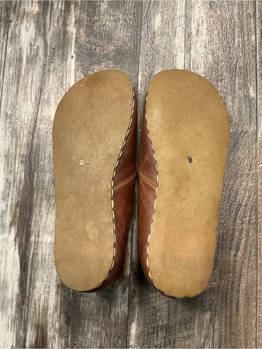 Unisex 100% Brown Leather Slip-On Loafers Women’s Size 8-8.5 or Men’s Size 6.5 - Picture 10 of 12